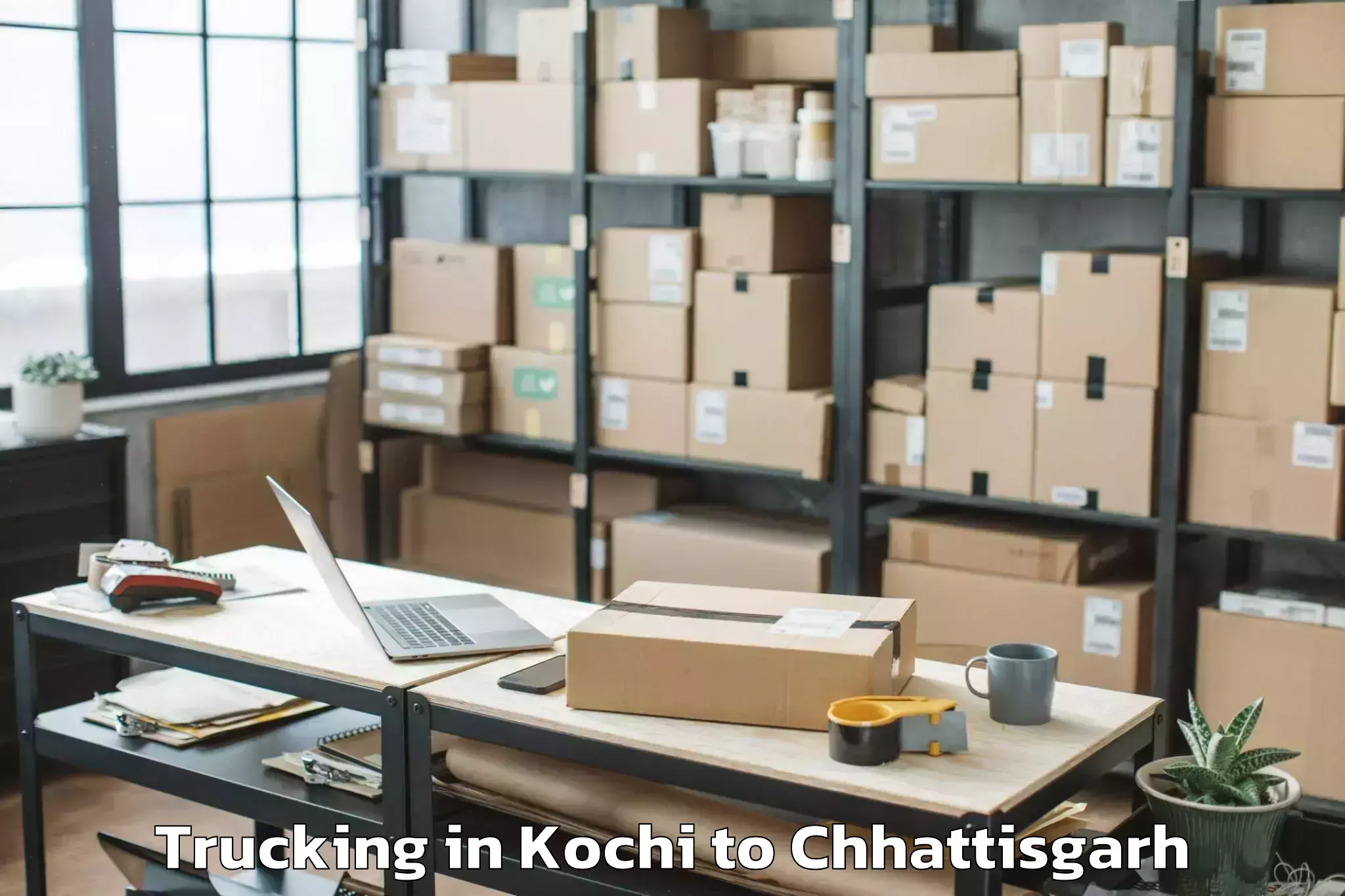 Reliable Kochi to Khairagarh Trucking